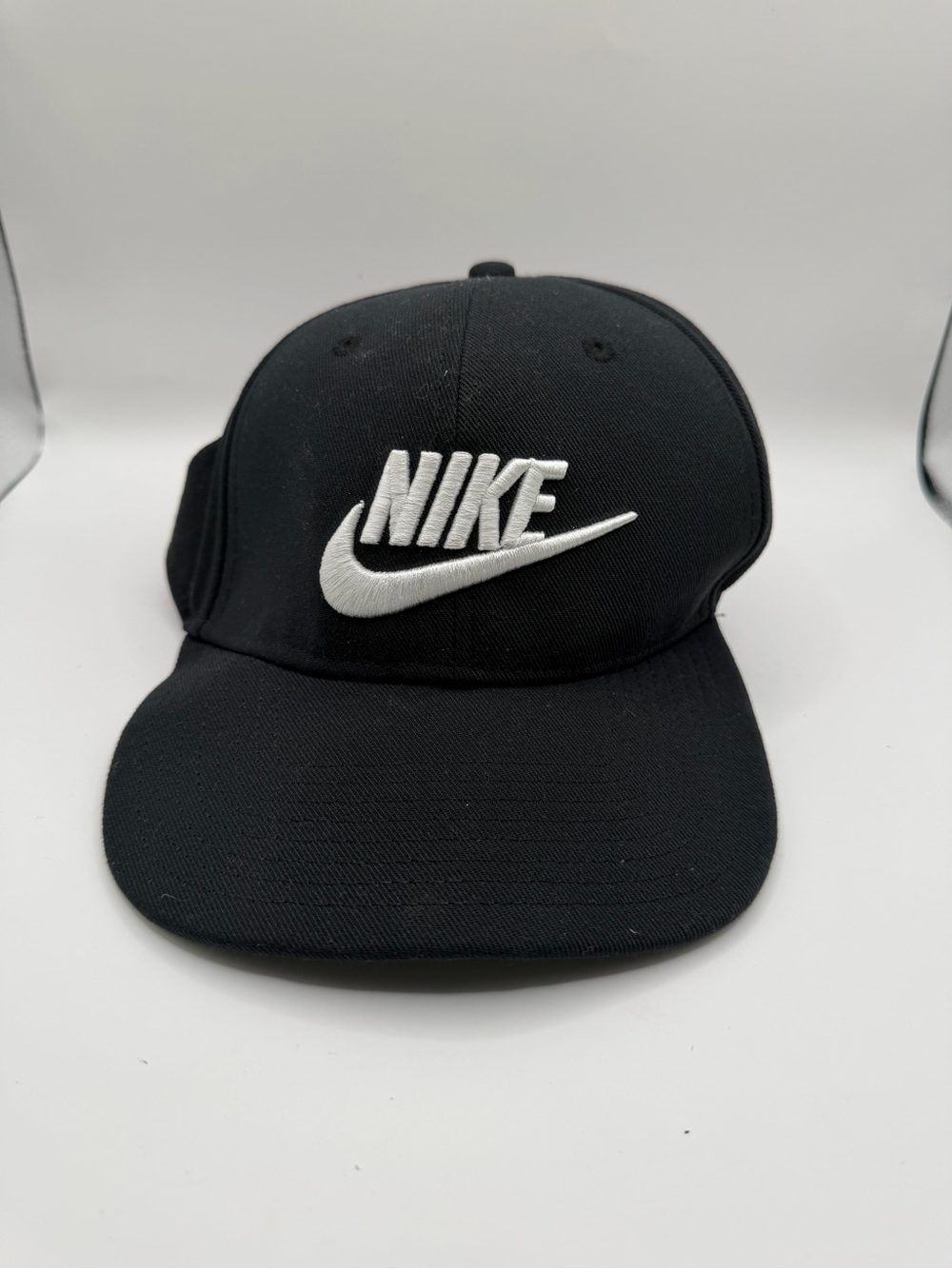 Nike Pro Dri-FIT Black Snapback Hat Cap White Embroidered Logo Adjustable